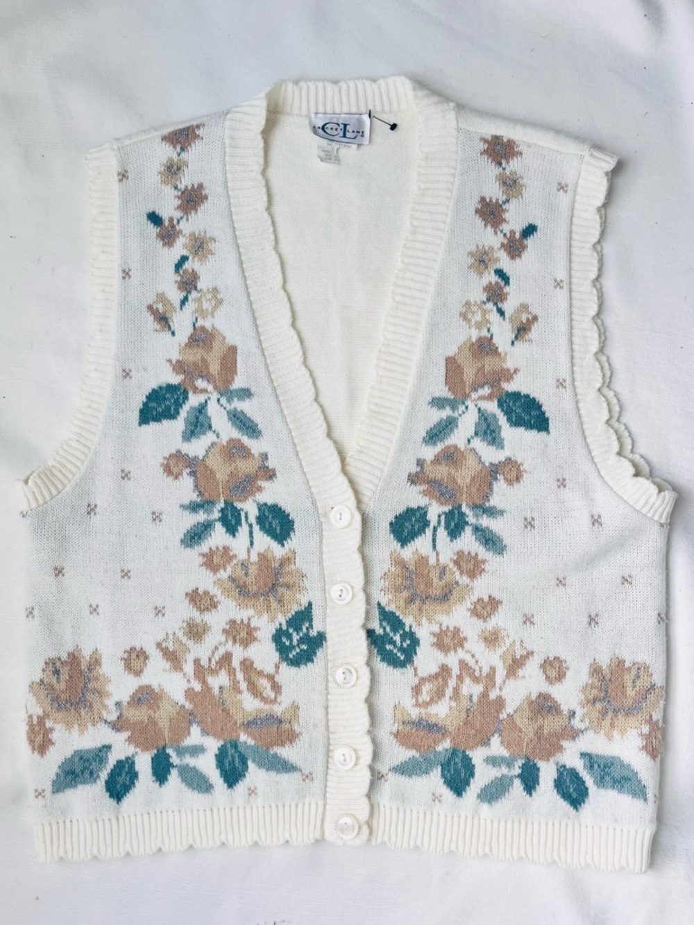 Cricket Lane vintage women’s floral button down sweater vest M